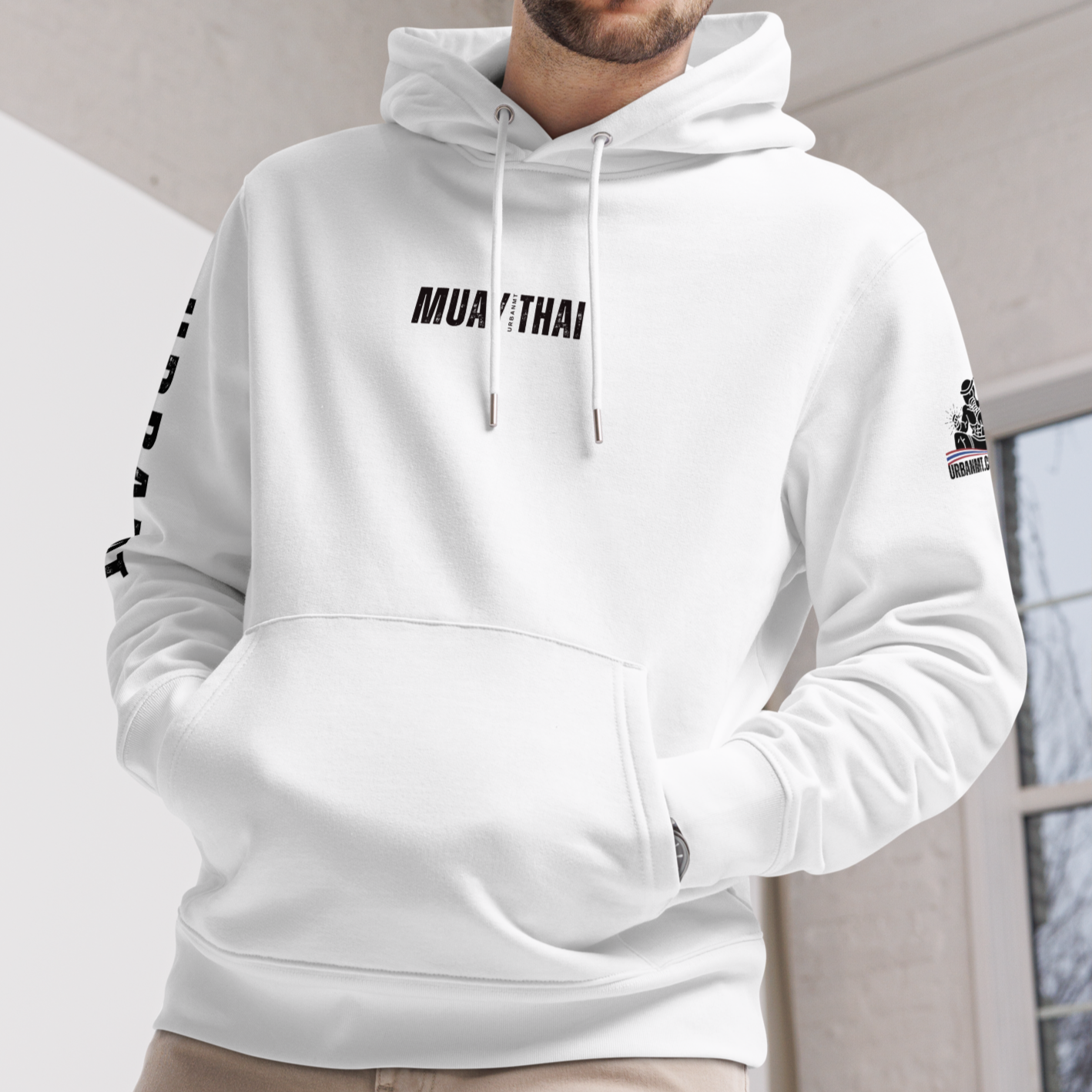 Muay Thai Premium Hoodie - White_MTUMTBV