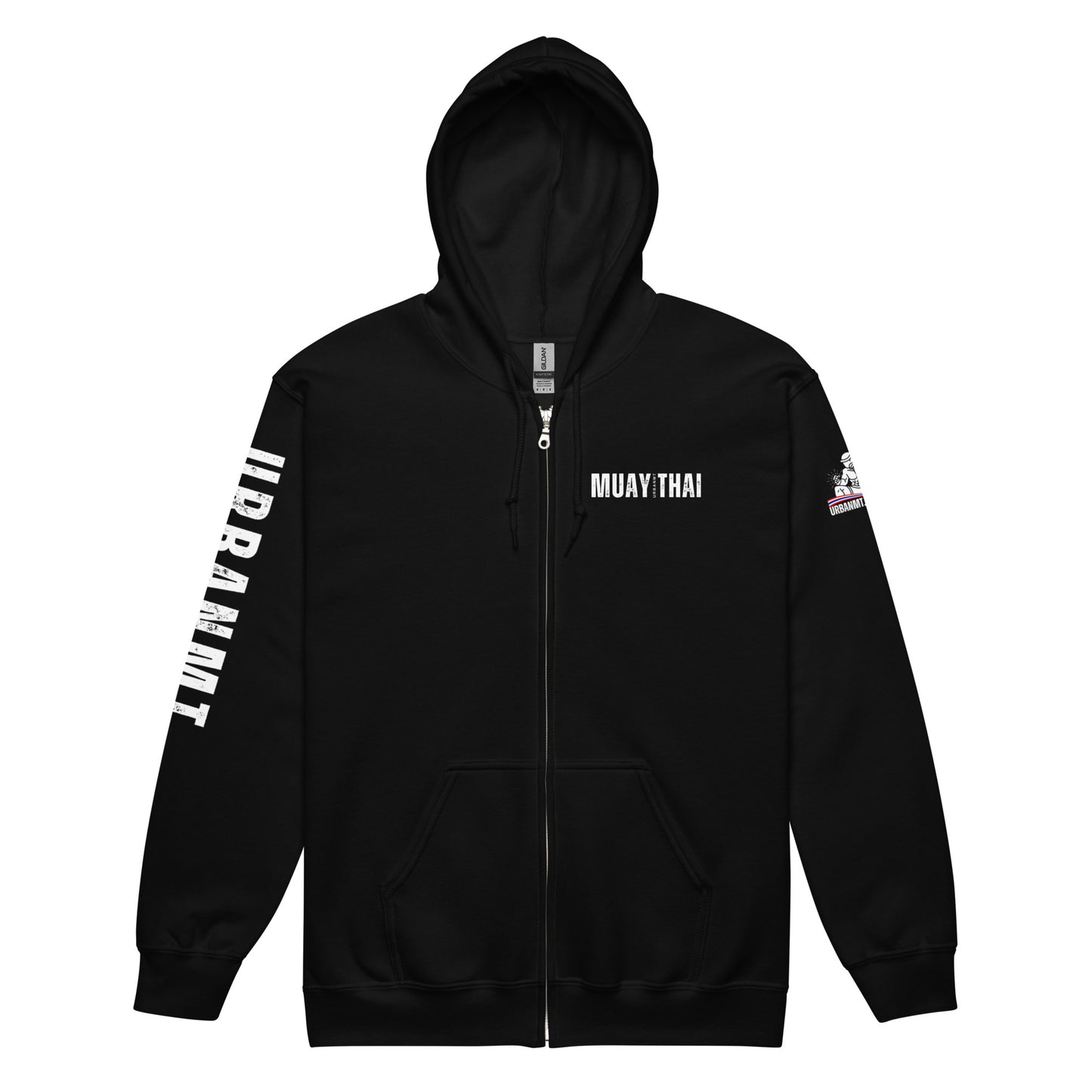 Muay Thai Lightweight Zipped Hoodie - Black_MTUMT