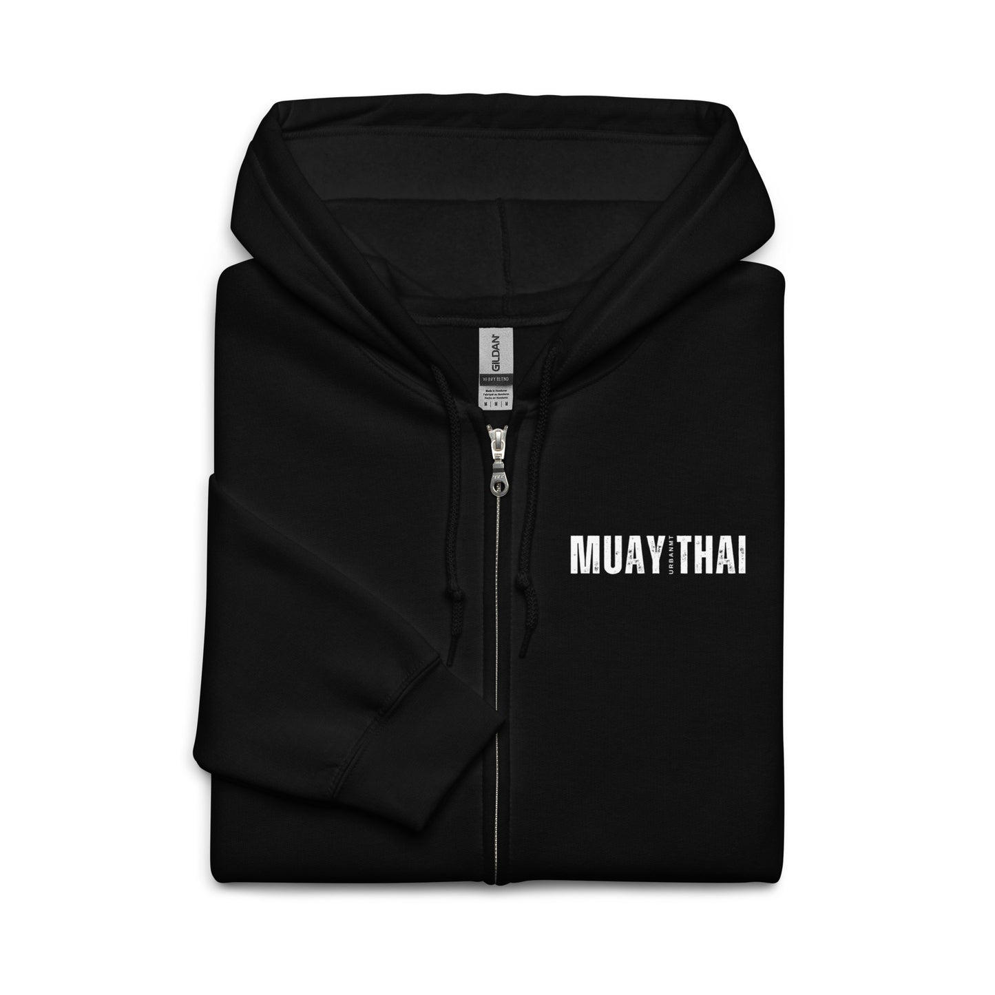 Muay Thai Lightweight Zipped Hoodie - Black_MTUMT