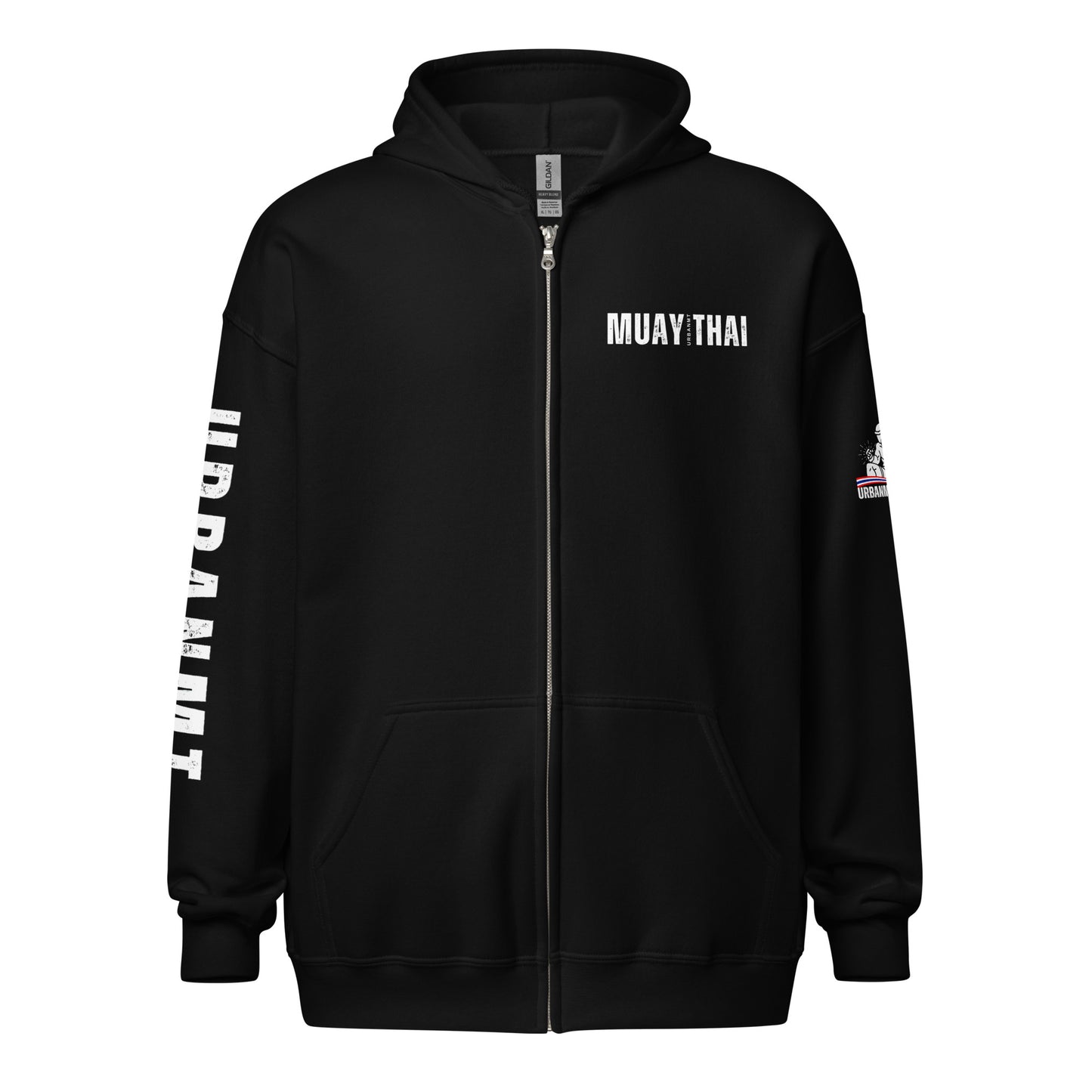 Muay Thai Lightweight Zipped Hoodie - Black_MTUMTBV