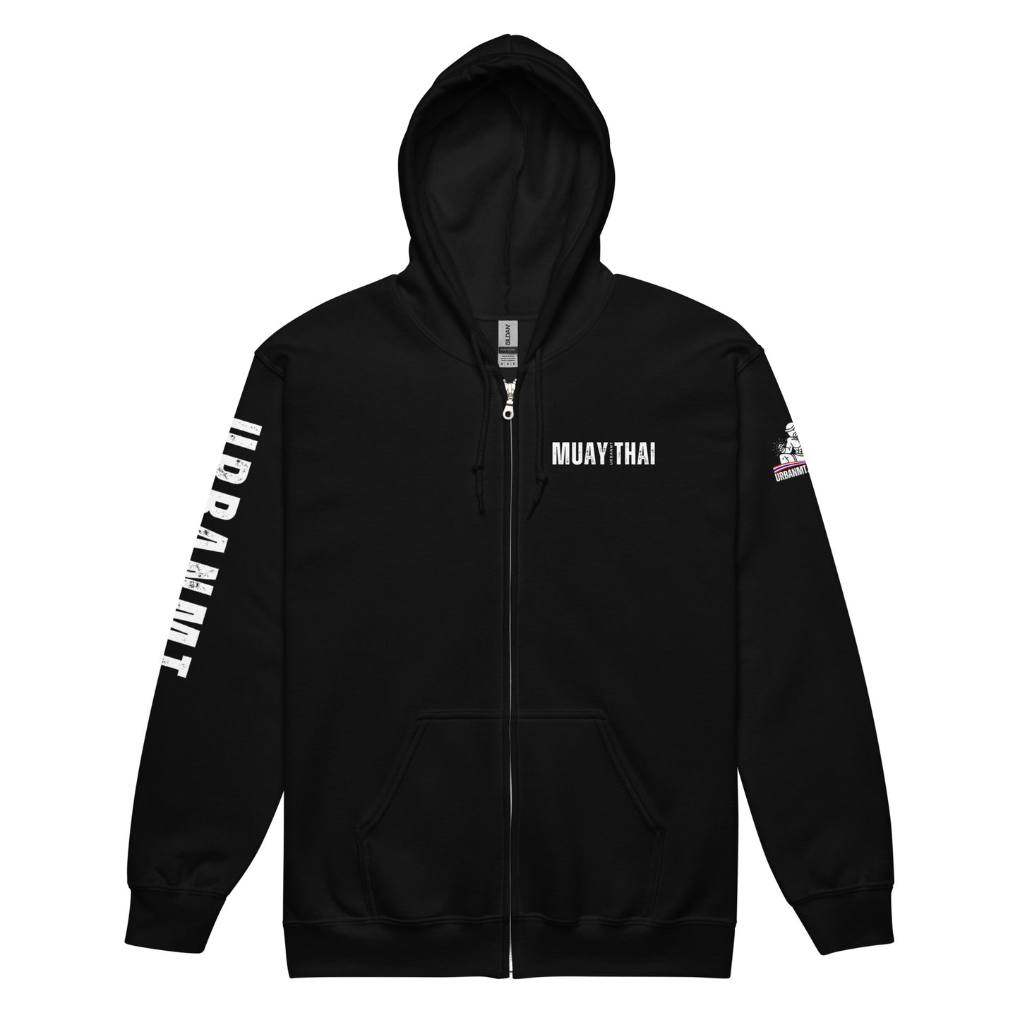 Muay Thai Lightweight Zipped Hoodie - Black_MTUMTBV