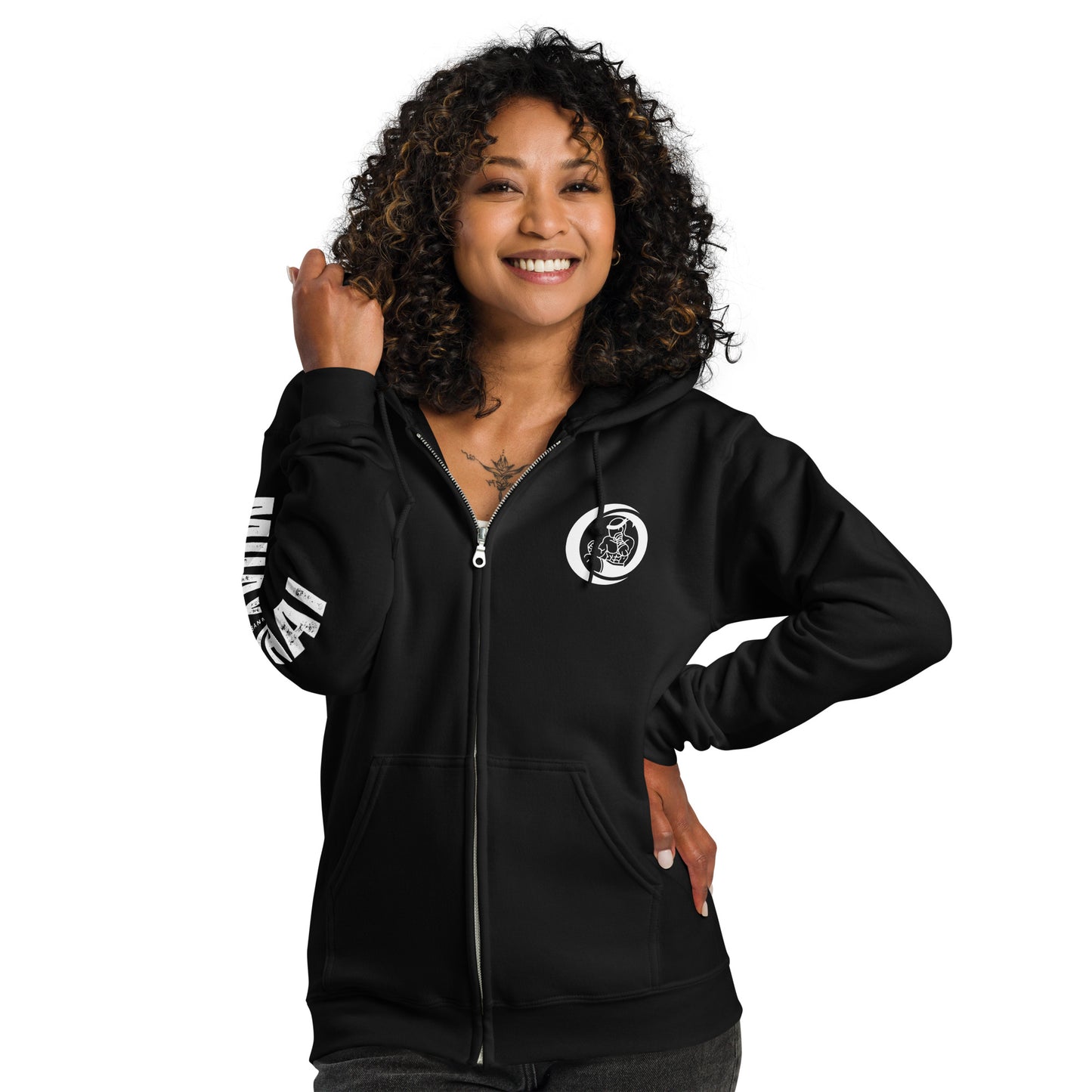 Muay Thai Lightweight Zipped Hoodie - Black_MTNL