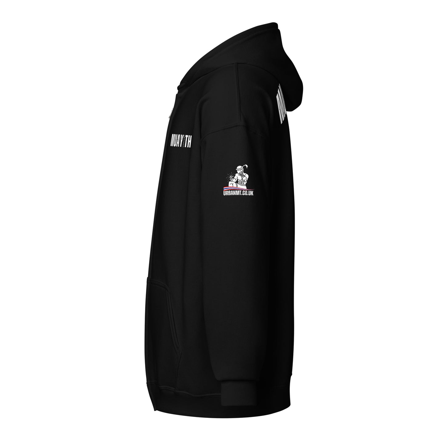 Muay Thai Lightweight Zipped Hoodie - Black_MTUMT