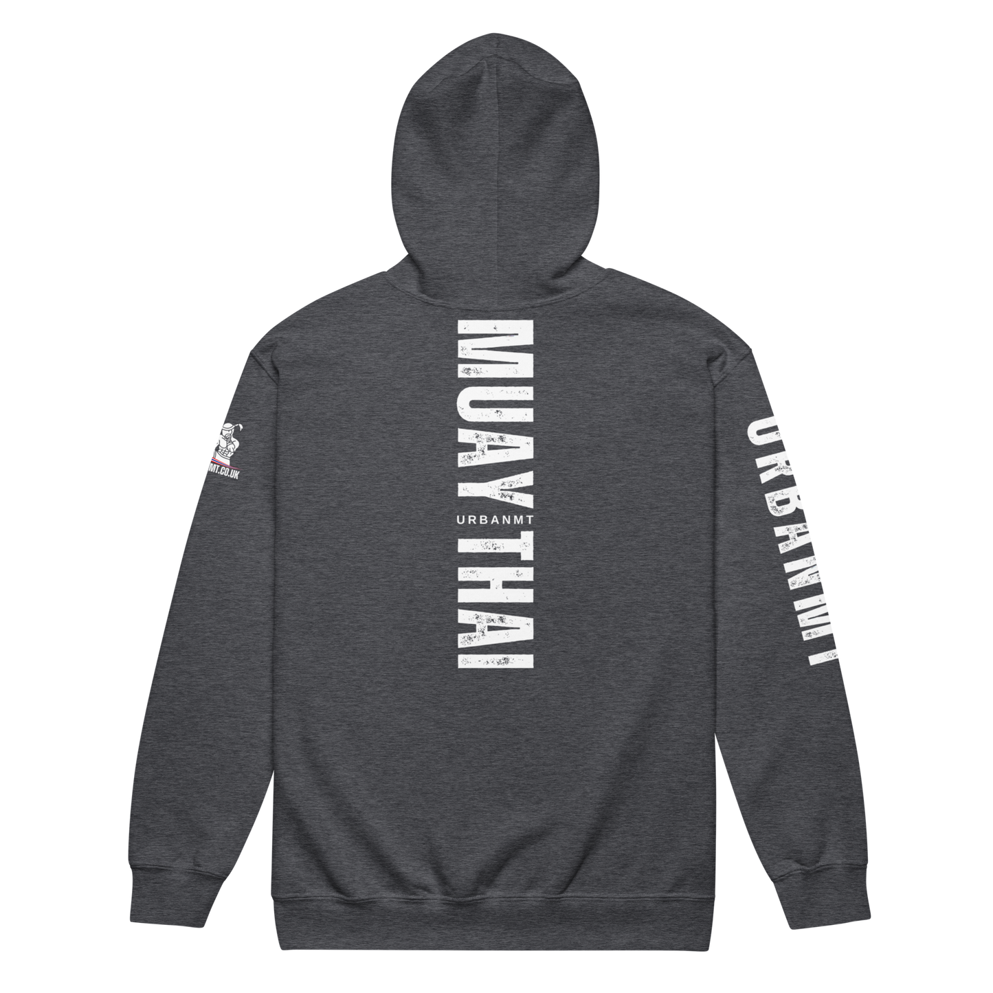 Muay Thai Lightweight Zipped Hoodie - Dark Heather_MTUMTBV