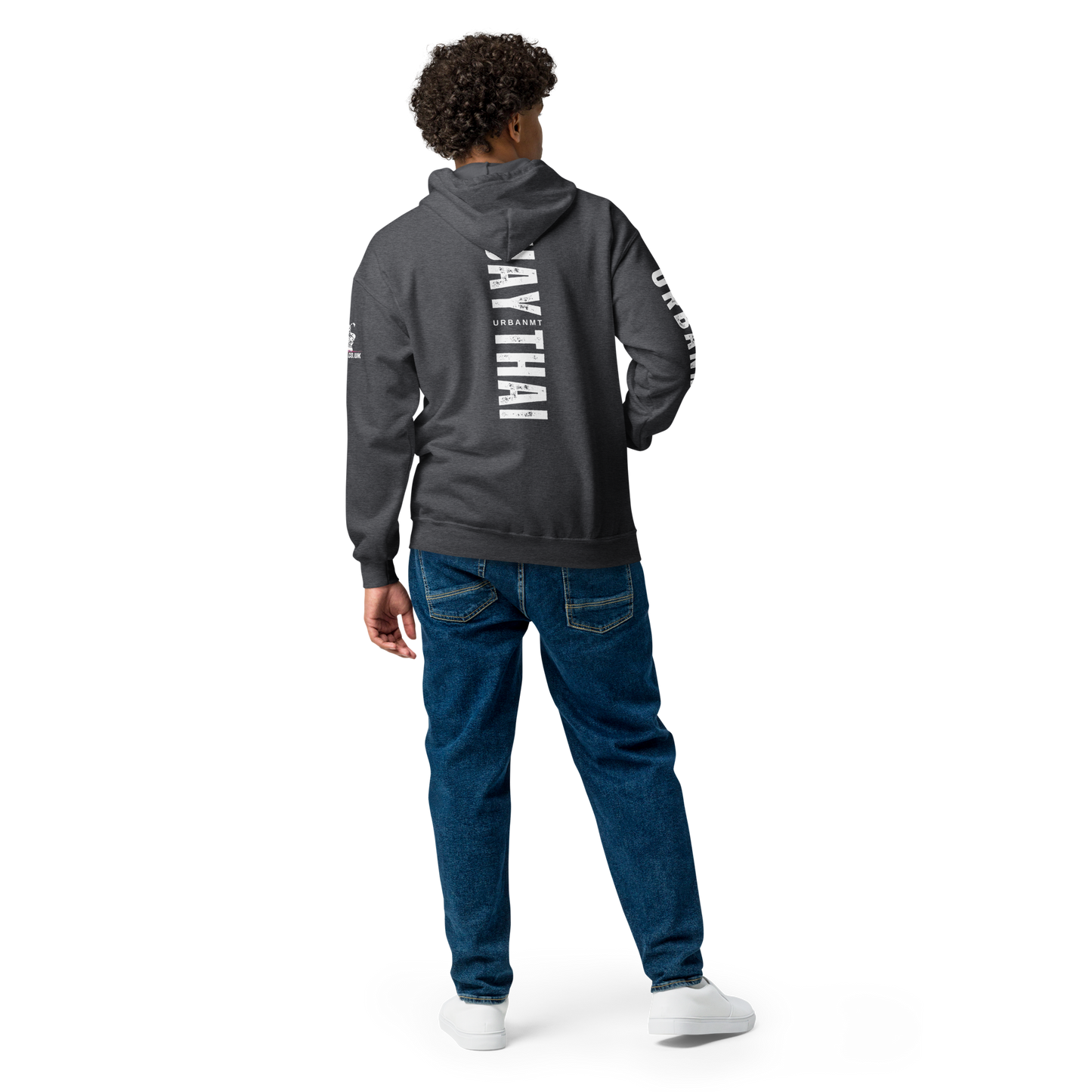 Muay Thai Lightweight Zipped Hoodie - Dark Heather_MTUMTBV