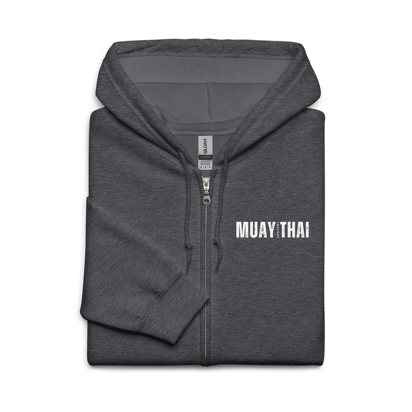 Muay Thai Lightweight Zipped Hoodie - Dark Heather_MTUMTBV