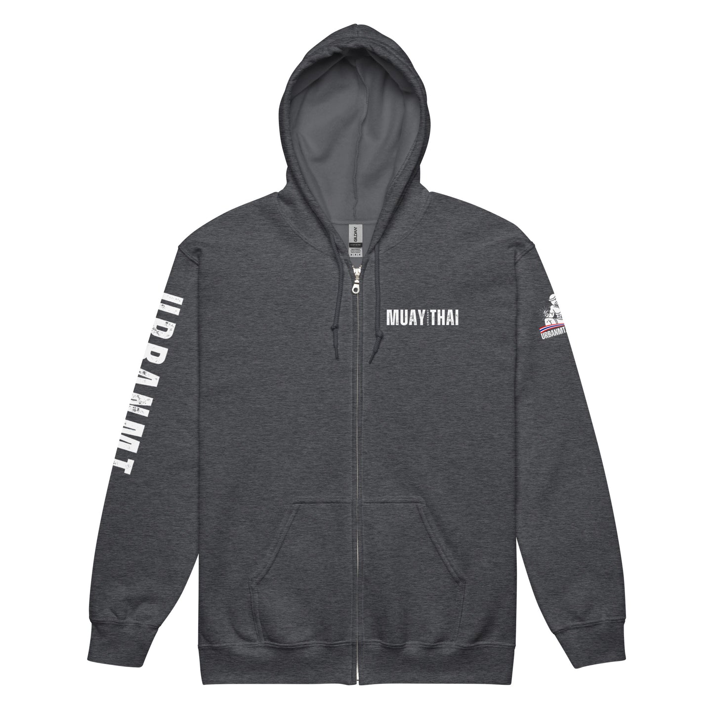 Muay Thai Lightweight Zipped Hoodie - Dark Heather_MTUMT