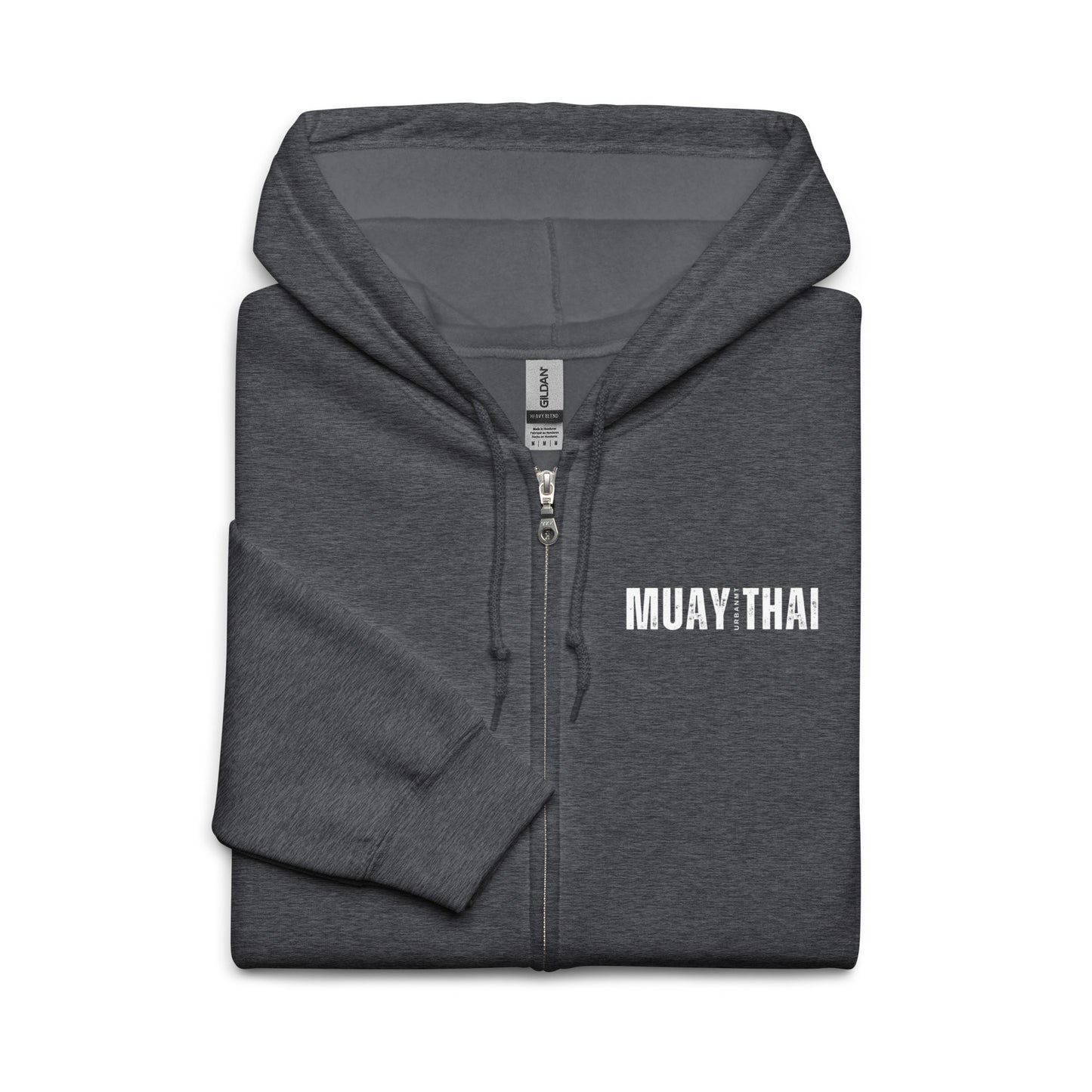 Muay Thai Lightweight Zipped Hoodie - Dark Heather_MTUMT