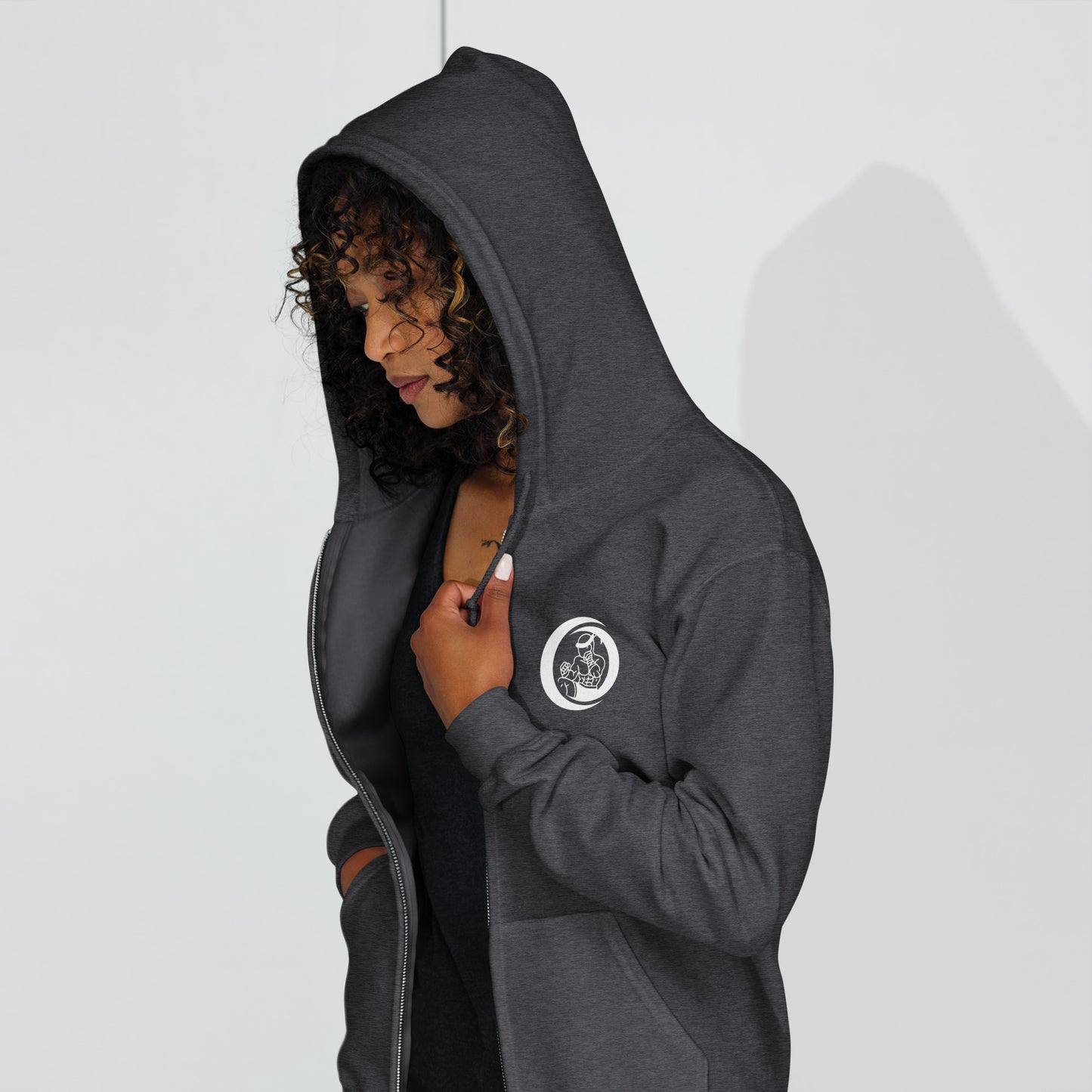 Muay Thai Lightweight Zipped Hoodie - Dark Heather_MTNL