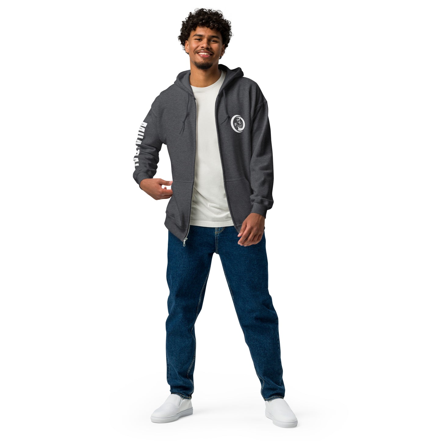 Muay Thai Lightweight Zipped Hoodie - Dark Heather_MTNL