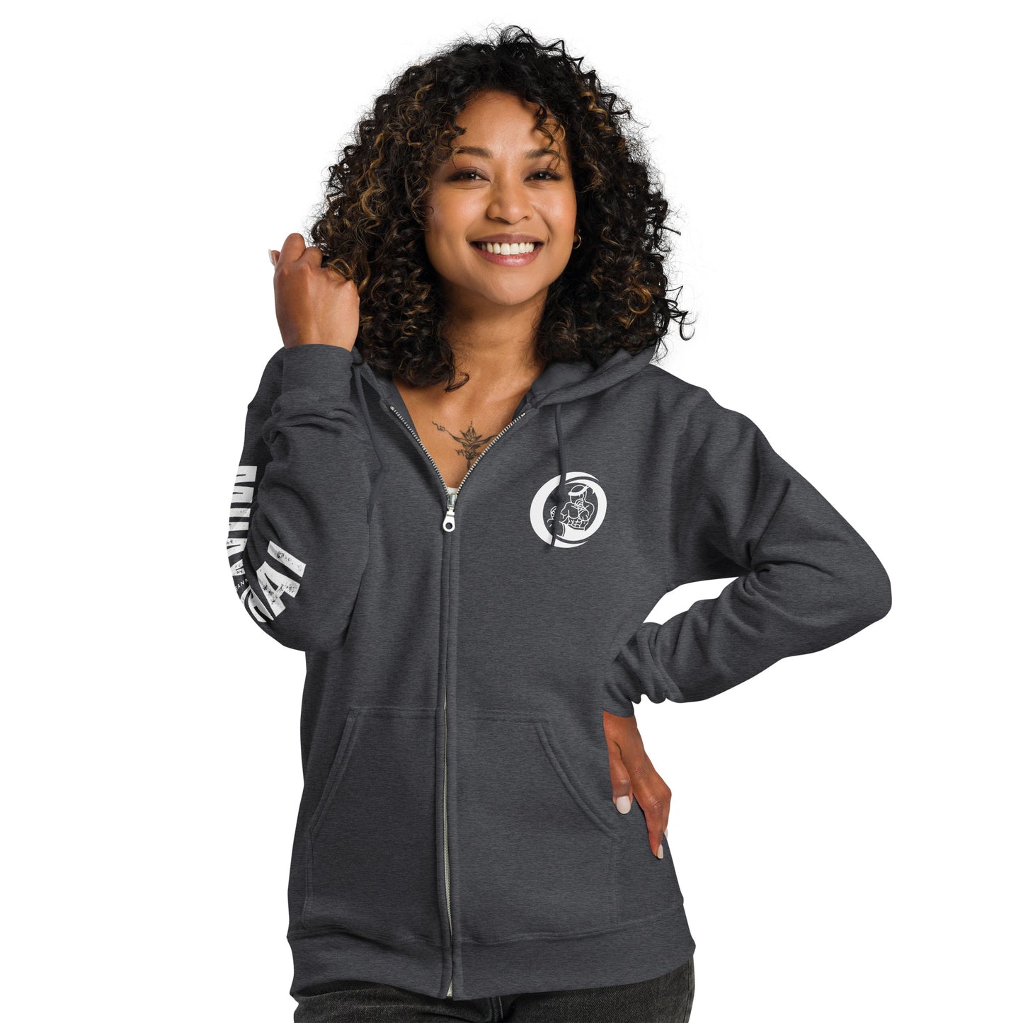 Muay Thai Lightweight Zipped Hoodie - Dark Heather_MTNL