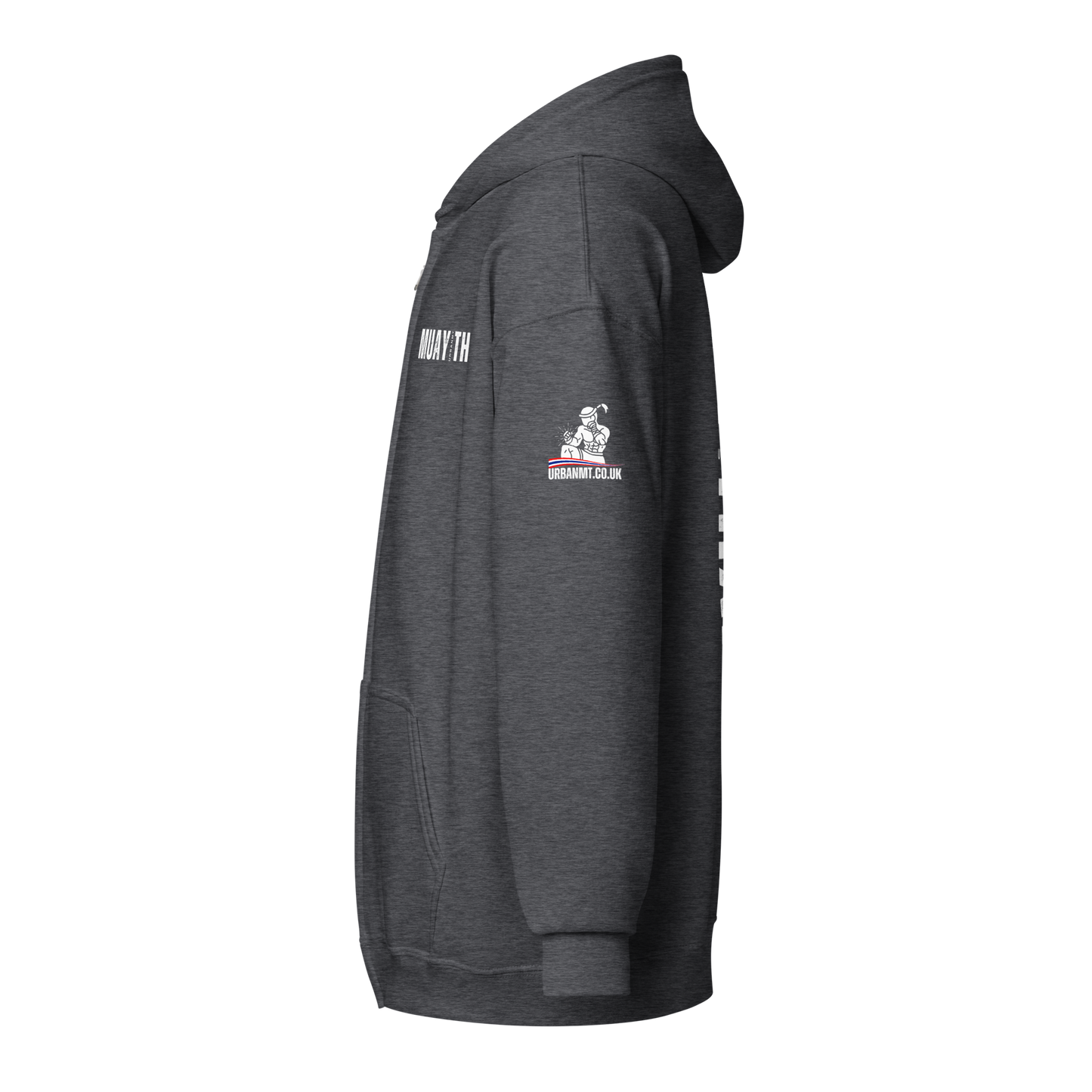 Muay Thai Lightweight Zipped Hoodie - Dark Heather_MTUMTBV