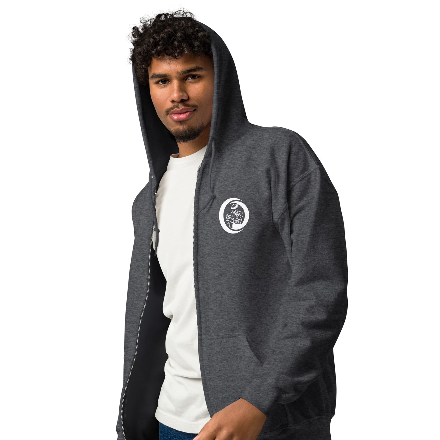 Muay Thai Lightweight Zipped Hoodie - Dark Heather_MTNL