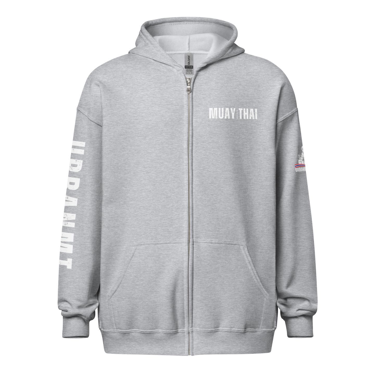 Muay Thai Lightweight Zipped Hoodie - Sport Grey_MTUMT