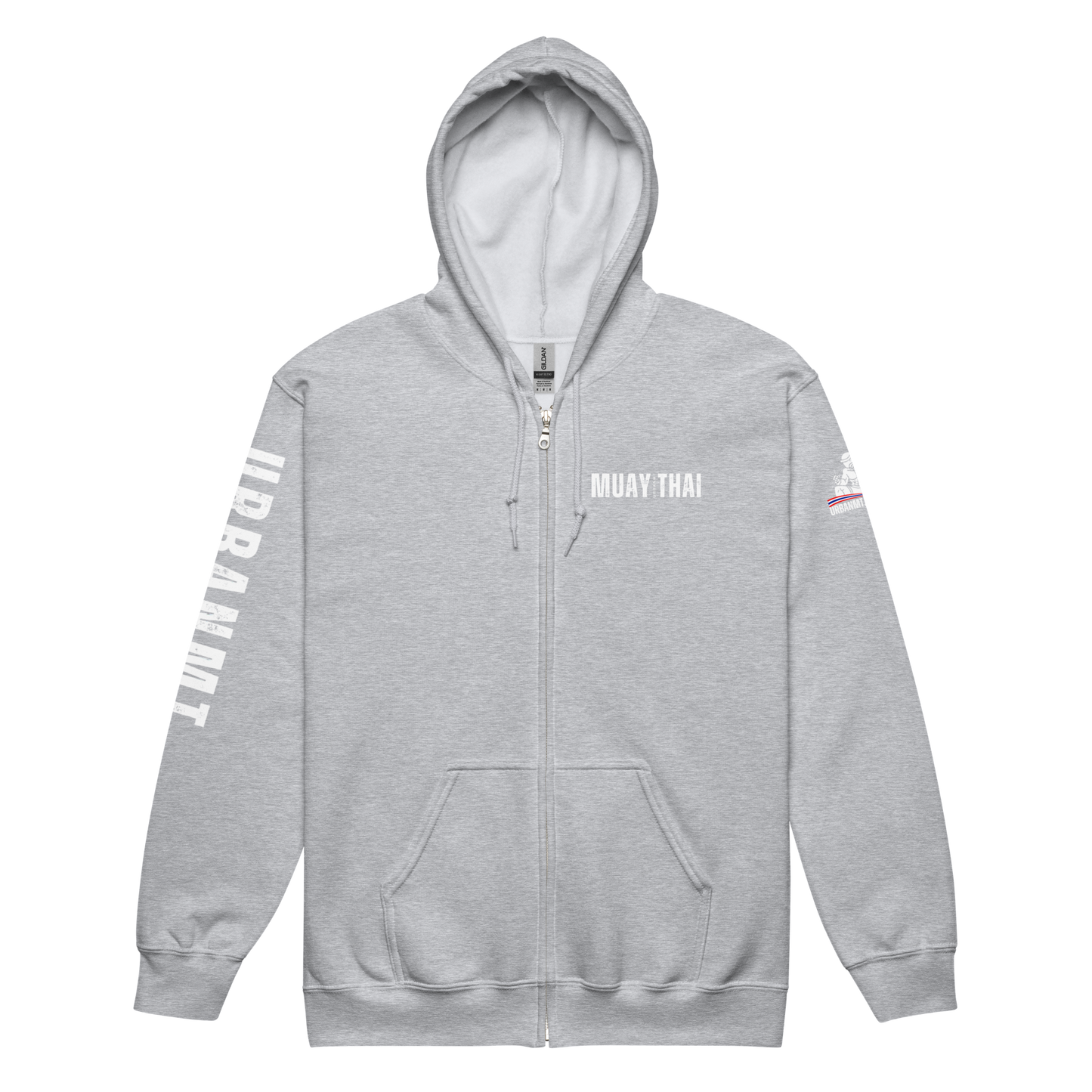 Muay Thai Lightweight Zipped Hoodie - Sport Grey_MTUMT