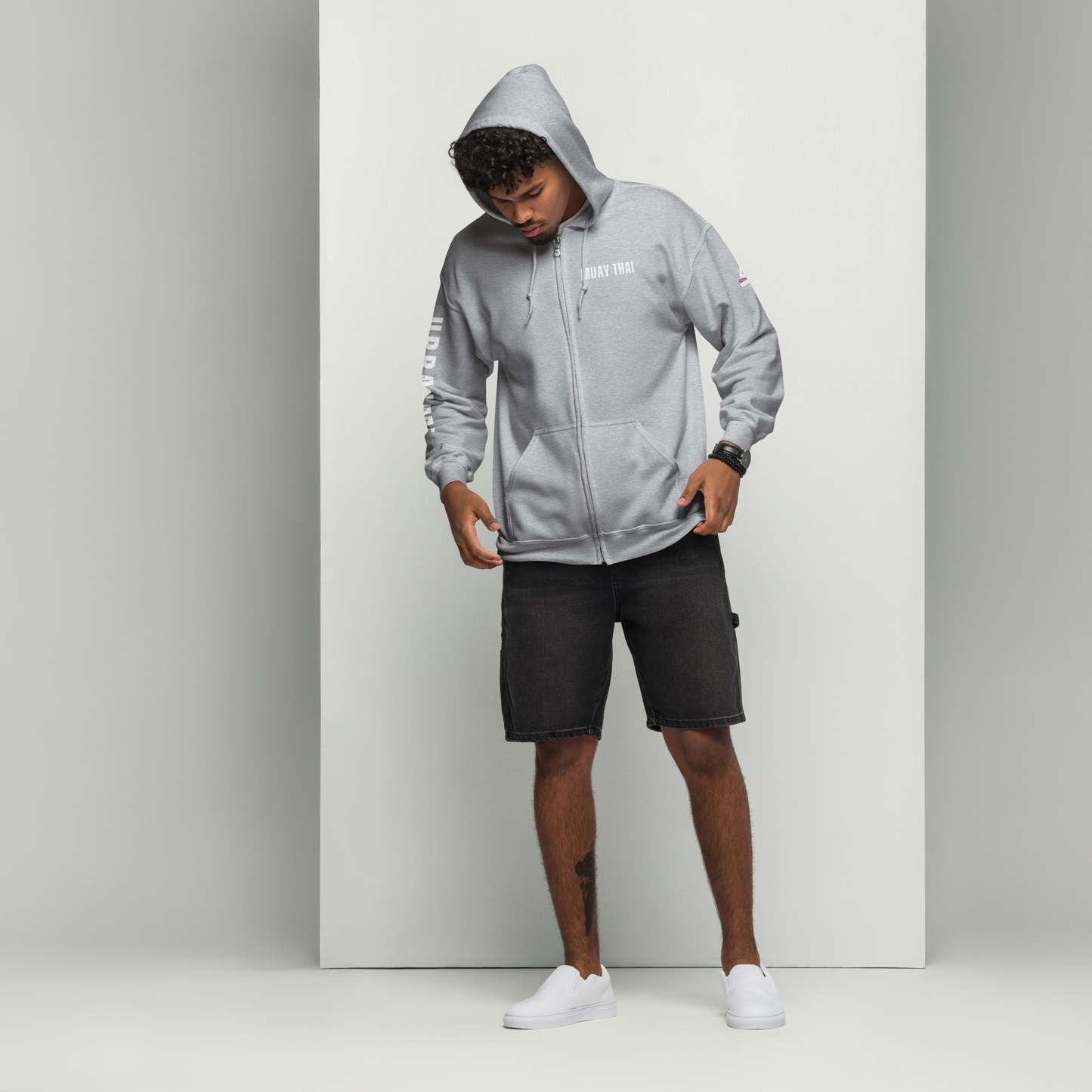 Muay Thai Lightweight Zipped Hoodie - Sport Grey_MTUMT