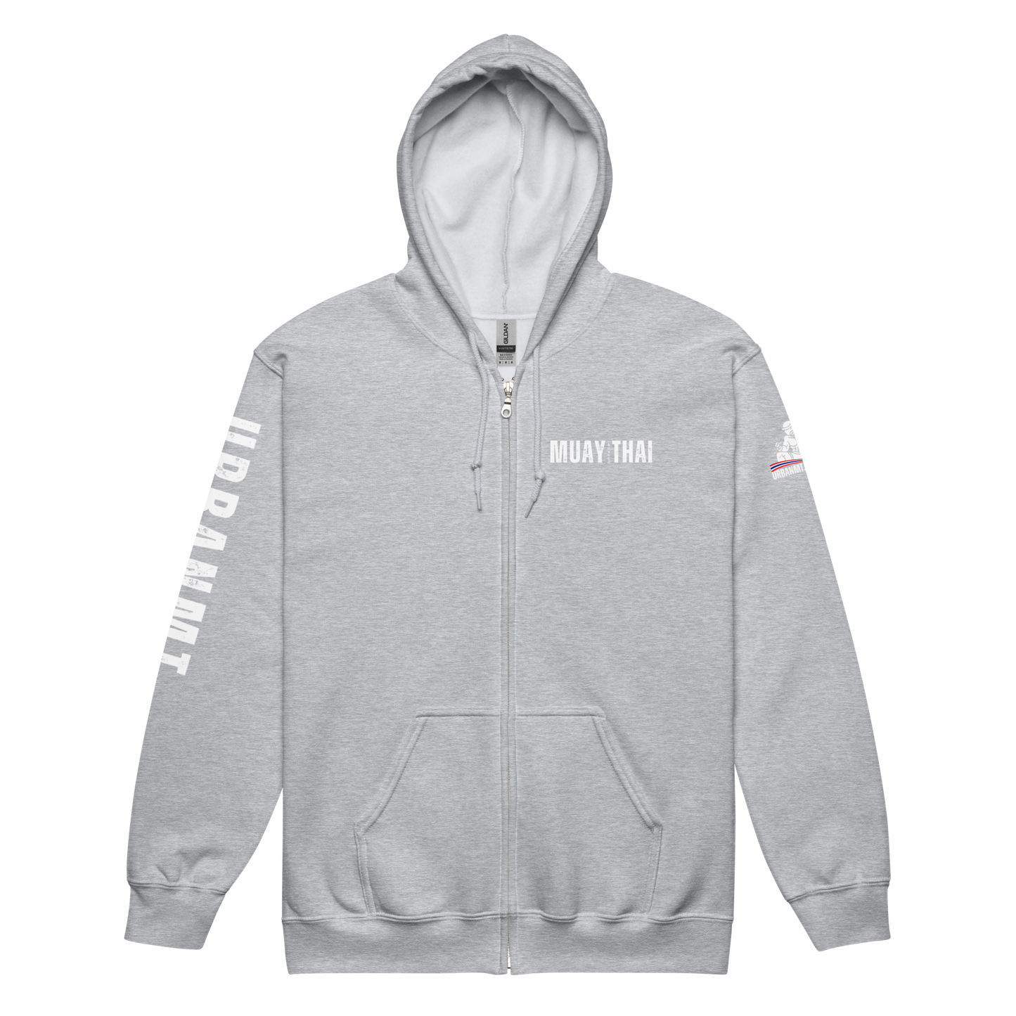 Muay Thai Lightweight Zipped Hoodie - Sport Grey_MTUMTBV