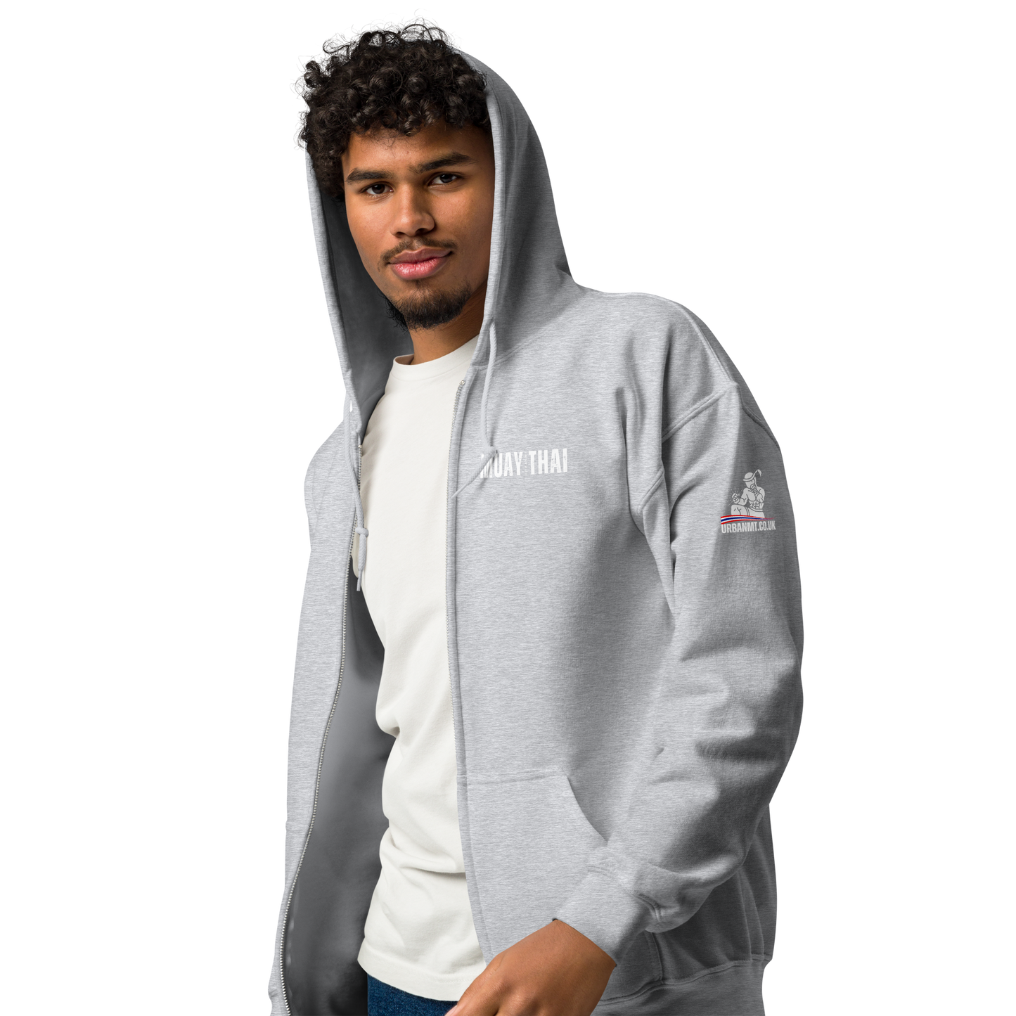 Muay Thai Lightweight Zipped Hoodie - Sport Grey_MTUMT